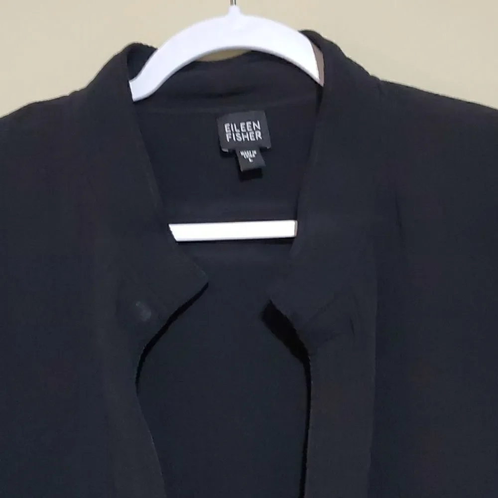 ‎EILEEN FISHER Black Open Front Jacket - Size Large